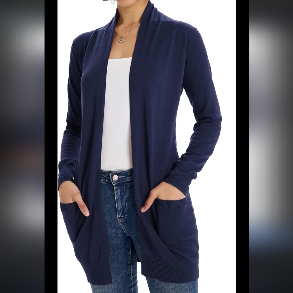 NWOT Grace Karin Blue Open-Front Cardigan Sweater